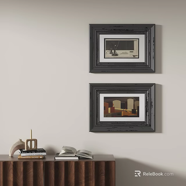 Framed Abstract Paintings As Wall Decor In Room 3d model