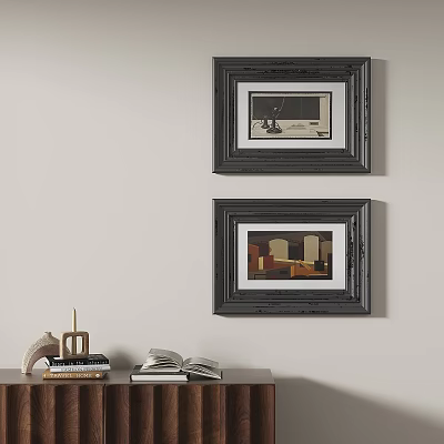 Framed Abstract Paintings As Wall Decor In Room 3d model