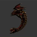 Dragon Scene Decorative Piece With Spread Red Wings Brown Body And Golden Accents
