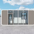 Modern Modular Office Building With Glass Windows And White Gray Exterior