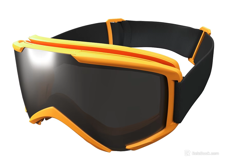 Orange And Black Sport Goggles With Wide Lens And Comfortable Strap Design 3d model 