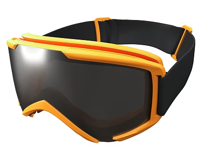 Orange And Black Sport Goggles With Wide Lens And Comfortable Strap Design 3d model