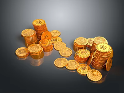 Shiny Gold Coins Stacks for Daily Use and Home Decoration Items 3d model