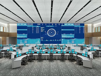 Modern Control Room Command Center 3d model