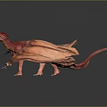 Red Horned Winged Fantasy Dragon 3D Character For Game Movie Scenes