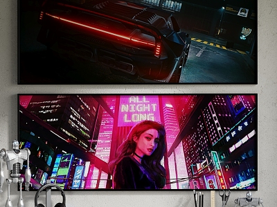Modern Decorative Painting Cyberpunk Poster 3d model