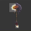 Enchanted Flaming Axe Featuring Purple Blade Brown Handle And Fire Effects