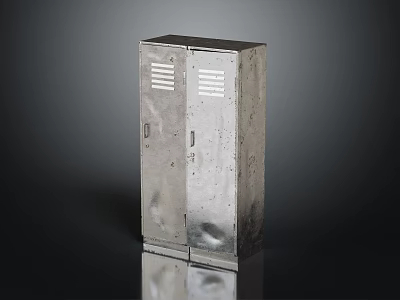 Hardware Tools Metal Double Door Storage Cabinet With Industrial Design And Ventilation Slots 3d model