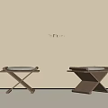Poliform Modern Cross Legged Stools With Gray Cushions Design 3d model