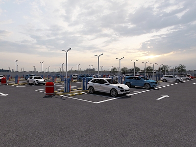 Modern parking lot New energy car parking lot 3d model