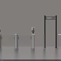 Public Facility Security Check System With Metal Detector Gate And Face Recognition Devices 3d model