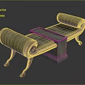 Decorative Carved Sculpture With Scroll Shaped Armrests And Wooden Legs Design