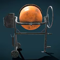 Industrial Orange Drum Concrete Mixer With Metal Frame Wheels And Control Unit