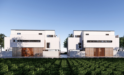 Modern Double Villa Simple Townhouse Residence 3d model