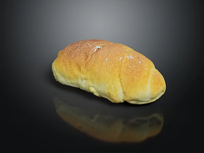 Fresh Golden Salted Crusty Bread With Crispy Exterior And Soft Interior 3d model