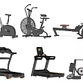 Essential Home Gym Fitness Equipment Including Stationary Bike Rower Treadmill And Dumbbells