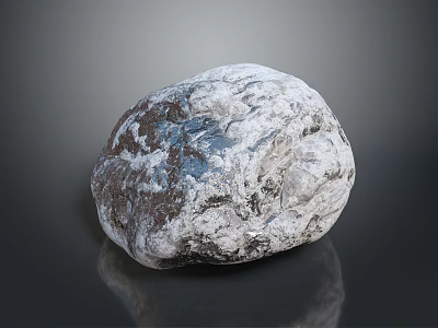 Natural Rock With Rough White And Dark Textured Surface On Dark Background Showing Reflection 3d model