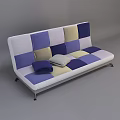 Modern Single Sofa Featuring Patchwork Colorful Squares And Soft Cushions With Metal Legs 3d model