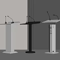 Modern Podiums With Microphones And Stylish Design Elements For Events