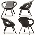 Modern Leisure Chair With Leather Upholstery And Wooden Armrests On Swivel Base