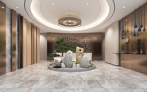 Light luxury hall front desk lobby front desk light luxury front hall front desk lobby front desk background wall 3d model