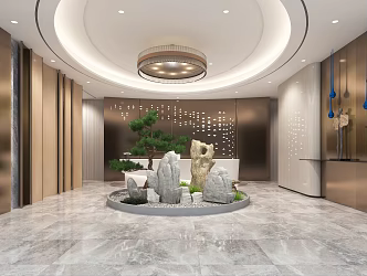 Light luxury hall front desk lobby front desk light luxury front hall front desk lobby front desk background wall 3d model