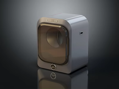 Modern Metallic Headphone Speaker With Round Front Panel And Sleek Reflective Surface 3d model