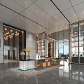Spacious Modern Lobby Interior With Large Windows Chandelier Green Armchairs Sofas And Bookshelves