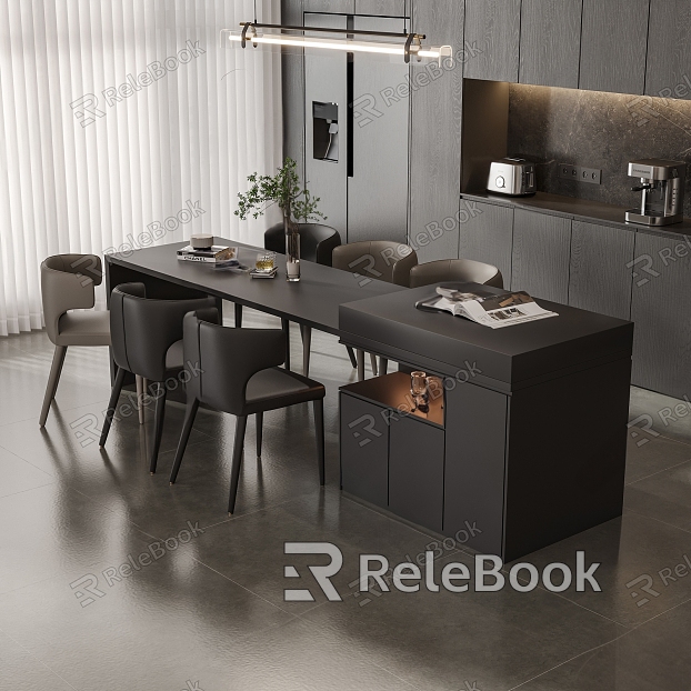 Rock Plate Nakajima Dining Table and Chair model