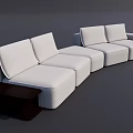 Modern Modular Light Colored Fabric Sectional Sofa Set With Dark Wooden Coffee Table 3d model
