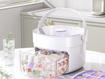 White Purple Food Dehydrator With Transparent Container For Fruit Drying On Kitchen Countertop 3d model