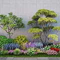 Lush Outdoor Garden With Colorful Flowers Green Shrubs And Tall Trees