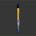 Colorful Household Paintbrush With Yellow Handle Blue Yellow Bristles Black Tip And Silver Metal Part