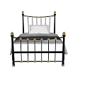 Stylish Single Bed with Black Metal Frame Gold Accents White Pillow and Bed Linen