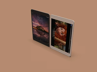 Foldable Tablet With Dual Screens Showing Scenery And Video Content 3d model