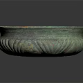 Vintage Bronze Furniture Decorative Round Bowl Featuring Green Patina And Ornate Carvings