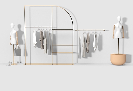 Modern Hanger Clothing Display Rack Clothes 3d model