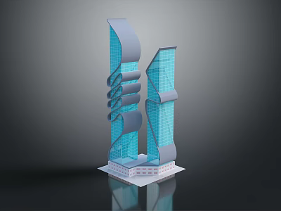 Innovative Modern Skyscraper Design Featuring Glass Facades Curved Structures Spiral Elements And Base Platform 3d model