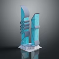Innovative Modern Skyscraper Design Featuring Glass Facades Curved Structures Spiral Elements And Base Platform 3d model