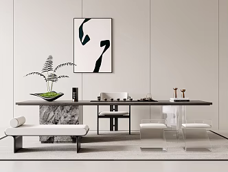 modern tea table and chair 3d model