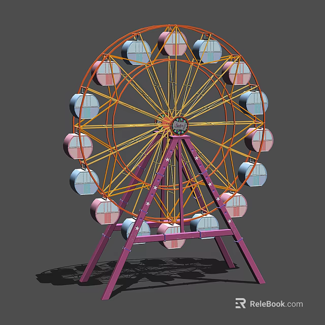 Colorful Ferris Wheel Amusement Equipment With Steel Frame And Cabin Design 3d model 