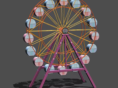 Colorful Ferris Wheel Amusement Equipment With Steel Frame And Cabin Design 3d model