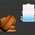Colorful Assorted Food Items Including Ice Cream Hamburger Cake Waffle Donut And Milk Carton