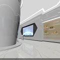 Modern Leadership Care Exhibition Hall With Display Boards Multimedia Screen And Achievements