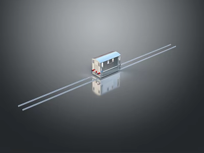 Small Train Carriage On Tracks With Gray Background And Reflection 3d model