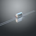 Small Train Carriage On Tracks With Gray Background And Reflection