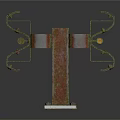 Industrial Steel Fence With Double Rail Structure And Rustic Rusty Surface For Outdoor Use