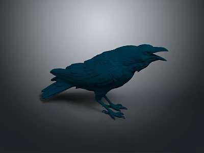 Blue Crow A Stunning Flying Animal Standing On Dark Gray Background 3d model
