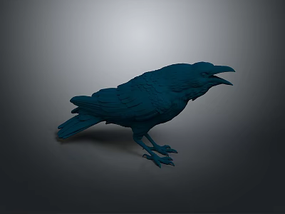 Blue Crow A Stunning Flying Animal Standing On Dark Gray Background 3d model Blue Crow A Stunning Flying Animal Standing On Dark Gray Background 3d model