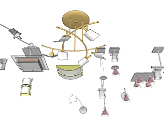 Modern lamp combination chandelier wall lamp ceiling lamp combination 3d model